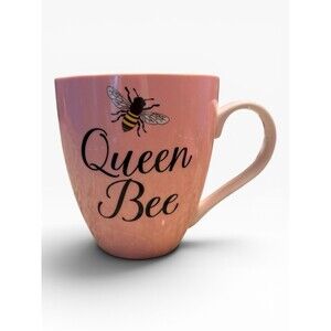 Cypress Home Queen Bee Ceramic Coffee Mug 17 oz Pink White Black Bumblebee Cup